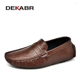 Casual Shoes DEKABR Leather Men Fashion Breathable Driving Designer Men's Loafers Handmade Moccasins Plus Size 38-47