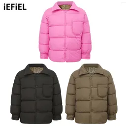 Down Coat Kids Girls Boys Padded Jacket Outerwear Unisex Children Casual Solid Color Stand Collar Long Sleeve