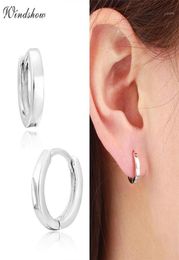 Solid Real 925 Sterling Silver Mini Slim Loop Huggies Circle Small Hoop Earrings For Women Mens Children Girls Kids Jewelry Aros14623462
