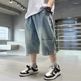 Trousers Boys Denim Shorts 2024 Summer Korean Style Loose Fashion Big Children Thin Cropped Pants Boy