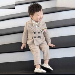 Suits Baby Boys 1 Year Birthday Suit Kids Formal Luxurious Photograph Suit Children Wedding Performance Party Dance Dress Costume Y240516