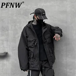 Men's Jackets PFNW Autumn And Winter Darkwear Solid Jacket Functional Style Loose Workwear Fashion Casual Hooded Tops Coat 12Z6291