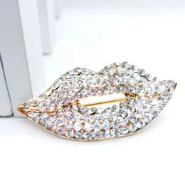 Brooches Red Colour Rhinestone Lips For Women Fashion Sexy Mouth Brooch Pin Shining Jewellery Gift