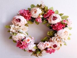 Wedding Door Wreath Artifical Florals Peony Spring Summer Christmas Wreathes Decorations for Home Peonies Farmhouse Decor6151018