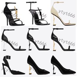 2024 Designer Sandals High Heels Luxurvs Designer Schuhe Heels Paris Kleiderklassiker Frauen 8cm 10 cm Absätze Schwarzes goldenes Gold Hochzeitsboten mit Kastengröße 35-41