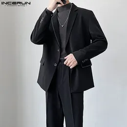 Men's Suits 2024 Men Blazer Solid Color Lapel Long Sleeve Button Casual Streetwear Spring Fashion Leisur Thin Coats S-5XL INCERUN