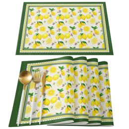 Mats Pads Lemon Countryside Fruit Kitchen Table Decoration Accessories 4/6 Pieces Table Mats Heat Resistant Linen Table Mats J240514