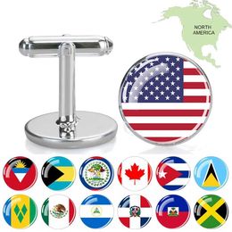 Cuff Links North American national flag cufflinks glass dome cufflinks mens luxury fashion jewelry gifts Mexico Canada United States Jamaica