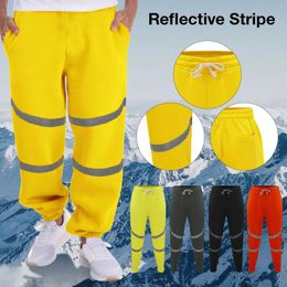 Men's Pants Mens Work Uniform Bottoms Safety Sweat Striped Reflective Loose Jogging Trousers Joggers Patchwork Workwear