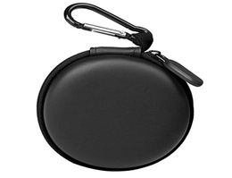 black Pocket Carrying Case Earphone Headphone SD Card Bag Holder Storage with Key chain hook1106312