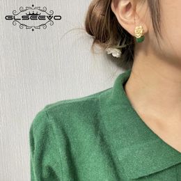 Dangle Earrings GLSEEVO 925 Sterling Silver Ear Pin Natural Round Jade Drop For Women Plant Leaves Wedding Vintage Jewellery