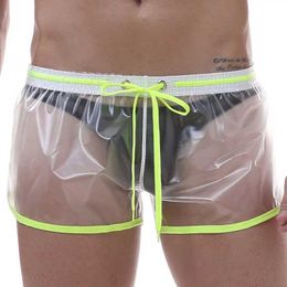 Men's Swimwear Men Transparent Beachwear Board Shorts Mens Sport Swimming Shorts Waterproof Boxers Bikini Swimwear Trunks Y240517