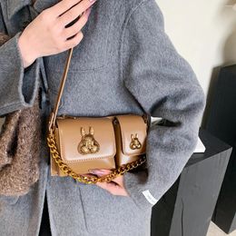 Shoulder Bags 2 Pouch Handbag Luxury Bag Small Crossbody For Women Chain Clutch Metal Brand Purse Pu Leather Lady