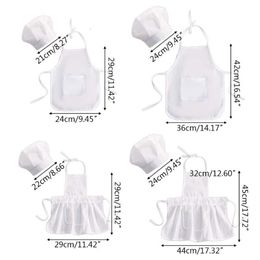 2 Pcs Cute Baby Chef and Infant Kids White Cook Costume Photography Prop Newborn Hat Apron L2405