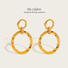 Stud Yakang 18K gold-plated stainless steel statement womens dropper earrings metal texture pendant earrings trend Jewellery gifts J240516