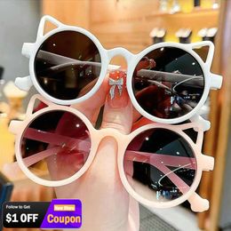 Children Boys Girls Cute Cat Ear Cartoon Round Kids Lovely Bear Shape Sunglasses UV400 Protection Classic Eyewear L2405