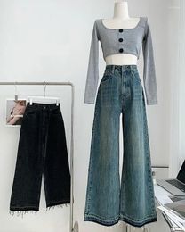 Women's Jeans Women's Vintage Wide Leg Flare Spring Summer Streetwear High Waist Loose Boot Cut Denim Pants Lady Chic Long