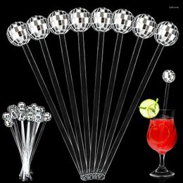 Party Supplies 10/12/100pcs Shiny Mirror Disco Balls Cupcake Toppers Stick Cake Insert Silver Happy Birthday