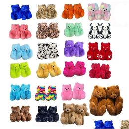 Party Favour 18 Styles P Teddy Bear House Brown Home Indoor Soft Anti-Slip Faux Fur Cute Fluffy Pink Slippers Winter Warm Shoe Drop Del Dhfbj