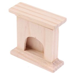 1:12 Scale DIY Wooden Handmade Miniature Fireplace Dollhouse Decor Furniture Accessorie Kits Mini Doll Houses Toys Gift