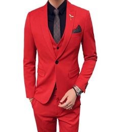 Mens Wedding Suits 2019 Red Suits Mens Oranje Pak Heren Royal Blue Party DJ Stage Costume Terno Slim Fit White Tuxedo4926269