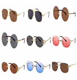 Brand Star Style fashion men Sunglasses Women Rimless frame metal wooden legs Sun Glasses Vintage Outdoor eyeglasses Oculos de sol5109579