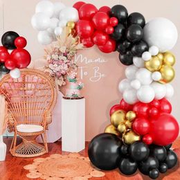Party Decoration 108Pcs Red Black White Metallic Gold Chrome Latex Balloon Garland Arch Kit For Birthday Baby Shower