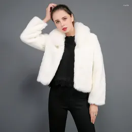 Women's Fur Faux Mink Coat Short Comfortable Collar Long Sleeve Warm Fashion