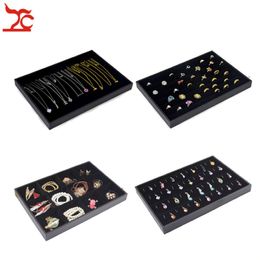 Black Velvet Stackable Jewellery Display Trays Necklace Ring Earring Holder Showcase Pendant Watch Storage Jewellery Boxes 312Y