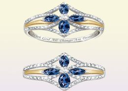 Hot Sale Ring for Women Vintage Fashion Jewelry 925 Sterling Silver Blue Sapphire Crystal Diamond Party Women Wedding Engagement Ring1029968