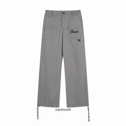 Rhude High End Designer Troushers for Meichao Classic Borderyer Style Pants Style Straight Casual Pants Casual Trendy com rótulos originais 1: 1