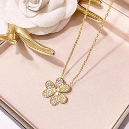 Fashion Jewelry Wholesale Exquisite rose gold silver Copper Micro Pave Full Diamond sane hua Necklace for woman 325i