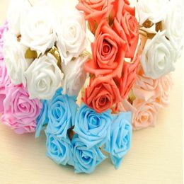 72pcs 24quot Artificial Head Rose Bouquet Latex Bridal Flowers Wedding Centrepieces Craft9487507