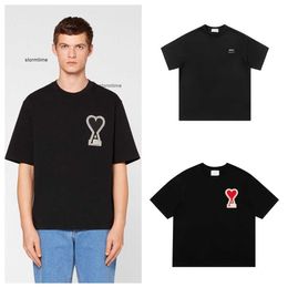 T-shirt designer paris polo Men Women Love letter T-shirt fashion embroidery couple short sleeve high street loose round neck tee red heart tops
