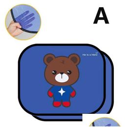 Car Sunshade 6/10/12Inch Sier 2Pcs Cartoon Foldable Sun Shades Window For Rear And Side Heat Shield Protect Baby Drop Delivery Mobil Dhbuj