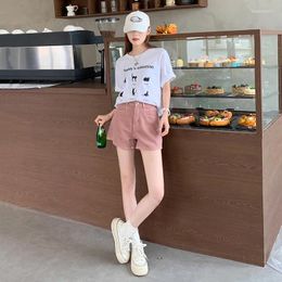 Women's Jeans Denim Shorts Female Dirty Pink Thin Korean Loose A-line Wide-leg Trousers High Waist 2024 Summer External Wear