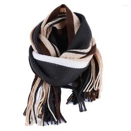 Scarves Classic Striped Outdoor Men Cashmere Soft Knitted Scarf Long Tassel Neck Warmer Men'S Winter