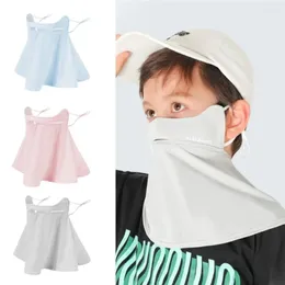 Cycling Caps Sun Protection Children's Sunscreen Mask Breathable Dustproof Kid's Face Solid Color Earloop Design Ice Silk Outdoor