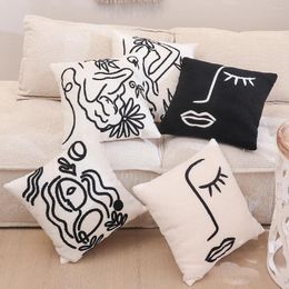 Pillow Nordic Style Black White Checkerboard Embroidered Cover Ins Home Decorative Cotton Pillowcase For Living Room