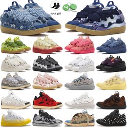 Designer Lanvinn Shoe Mesh Sapatos de renda entrelaçados estilo extraordinário em couro com relevo tênis masculino masculino na Nappa Calfskin Rubber Platform Trainers Sports Sports