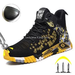 High Top Safety Shoes Men Steel Toe Work Women Boots Anti Smash Indestructible Boot Breathable 240517