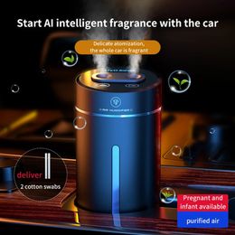 Car Electric Air Diffuser Humidifier Aluminium Alloy Essential Oil Diffuser 380ml Air Freshener With Mood Light For Auto Home 240516