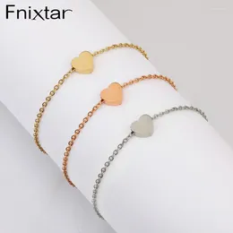 Charm Bracelets Fnixtar 20Pcs/Lot 15/18cm Cute Heart With 5cm Extend Chain Mirror Polish Stainless Steel Foot Anklet Jewellery