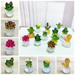 Decorative Flowers Cute Creative Small Plants Sculpture Cartoon Transparent Fleshy Resin Craft DelicateAdorable Cactus Figurines Office