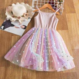 Girl's Dresses Summer cute girl sequin princess dress childrens sleeveless chiffon clothing childrens birthday party Vista childrens Easter image clothing WX