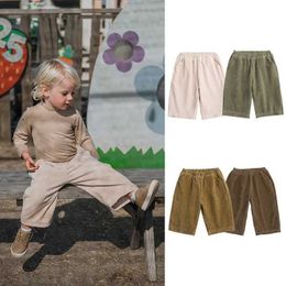 Trousers Spring and Autumn Solid Color Childrens Pants Soft Baby Boys and Girls Trousers Preschool Loose Casual Pants Baby Clothing Corduroy Pants d240517