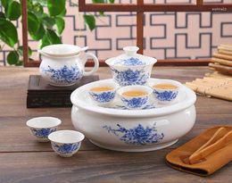 Teaware Sets 8pcs Set Bone China Gongfu Tea Pot And Cup Ceramic Traditional Chinese SePorcelain Gaiwan Ceremony