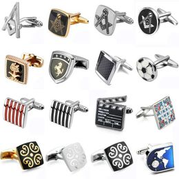 Cuff Links Saudi flag Freemason high-end brand Golden Horse pattern Freemason mens Jewellery shirt cufflinks