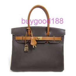 Aa Bridkkin Exquisite Luxury Designer Ladies Classic Fashion Tote Shoulder Bags 30 Hand Bag Leather Dark Brown Gold Used