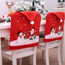 Chair Cover Top Christmas Decor Santa Claus Kitchen Table Chairs Covers Christma Holiday Home Decoration House dd741 ZZ